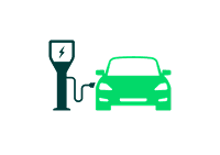 Voiture branchée à une borne de recharge