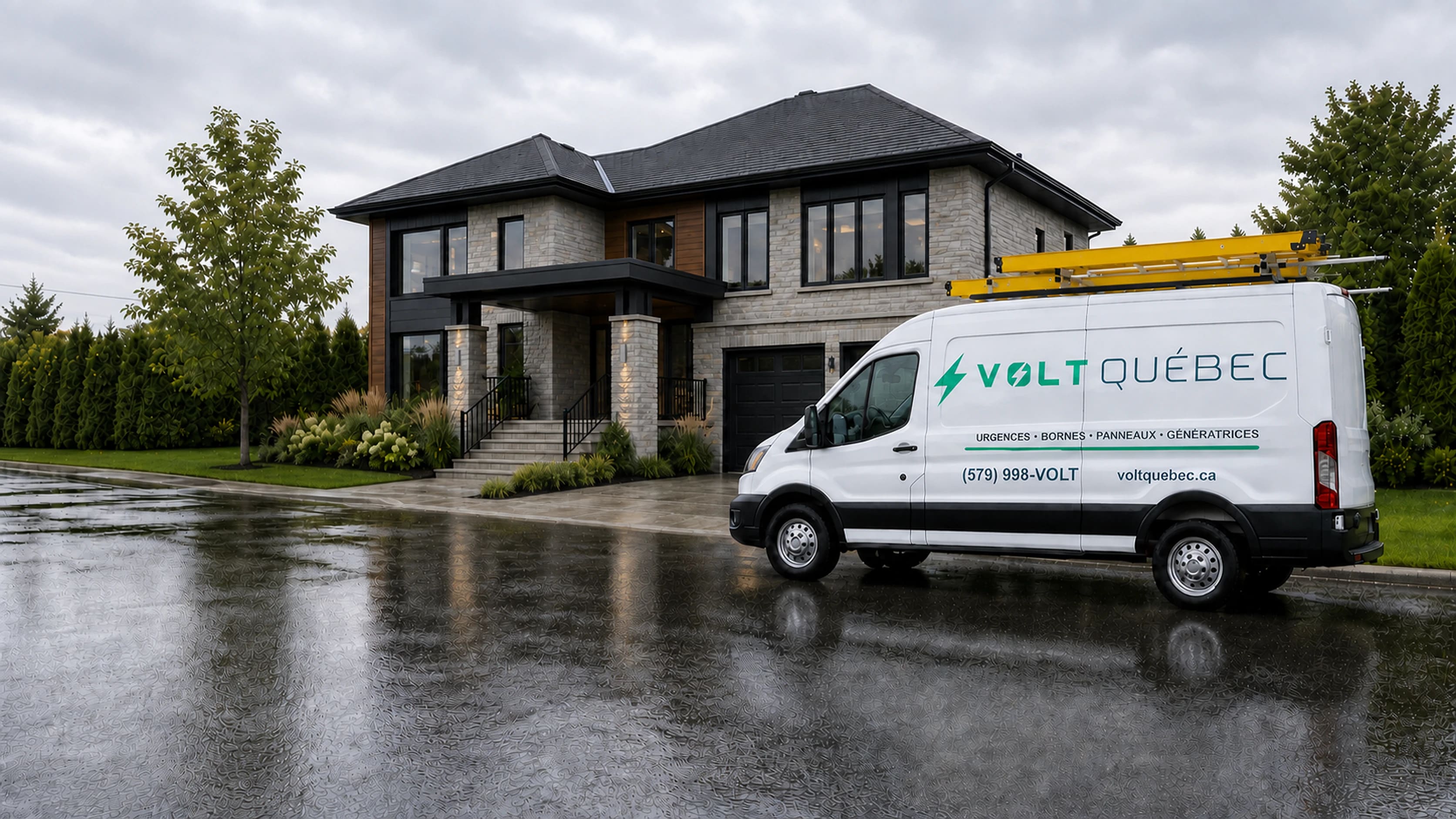 Camion Volt Québec devant une résidence québécoise
