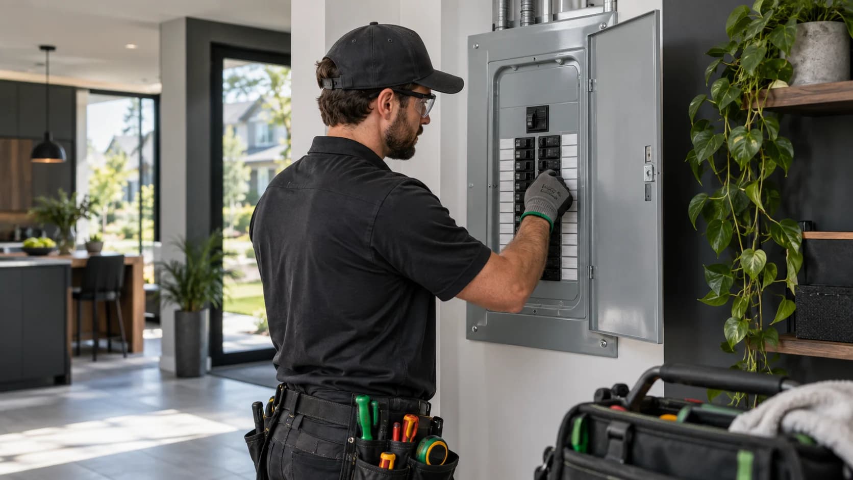 Panneau électrique dans une pièce technique résidentielle. Panneau électrique dans une pièce technique résidentielle.