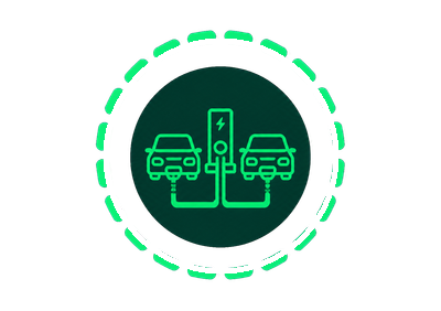 Icône illustrée d’infrastructure de recharge pour plusieurs véhicules